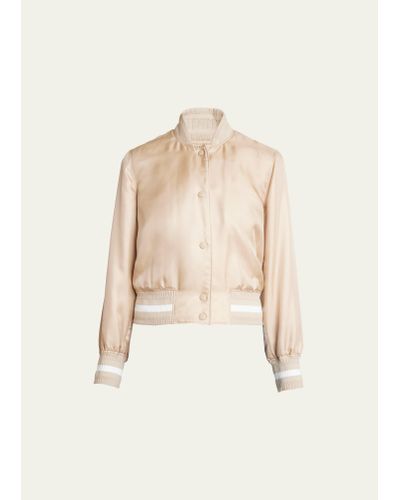 Givenchy Silk Varsity Bomber Jacket - Natural