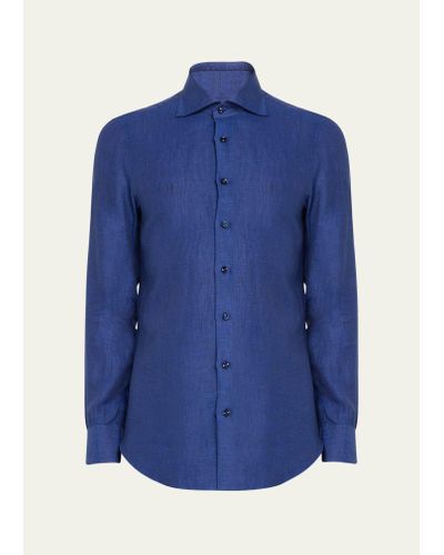 Cesare Attolini Linen Sport Shirt - Blue