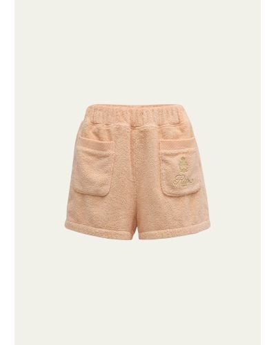 FRAME x Ritz Paris Embroidered Cotton-terry Shorts - Natural