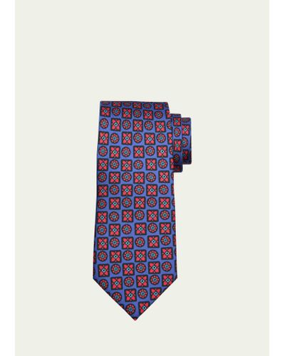 Charvet Silk Floral-print Tie - Blue