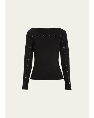 3.1 Phillip Lim Fitted Long-sleeve Ring Snap Top - Black