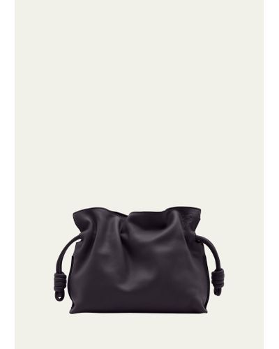 Loewe Flamenco Mini Clutch Bag In Napa Leather With Blind Embossed Anagram - White