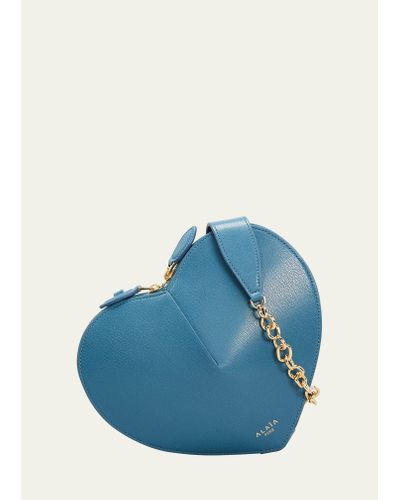Alaïa Le Coeur Zip Leather Chain Shoulder Bag - Blue
