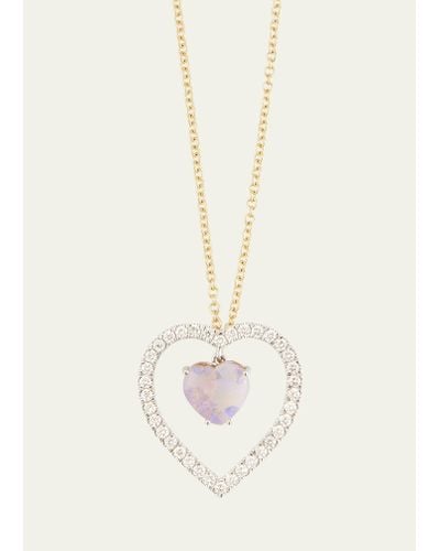 Kimberly Mcdonald 18k Yellow Gold Diamond And Opal Heart Pendant Necklace - Natural