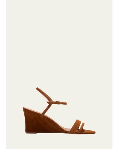 Emme Parsons Suede And Leather Wedge Sandals - Natural