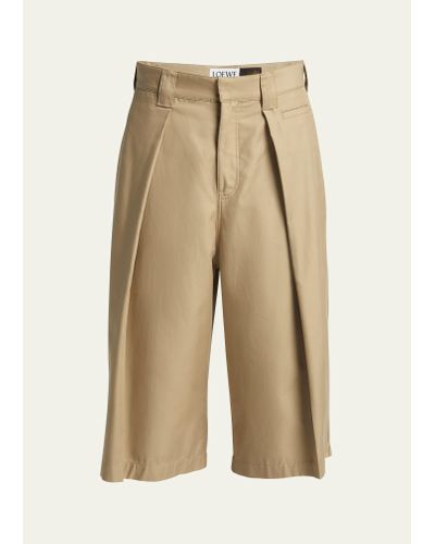 Loewe Large Inverted Pleated Shorts - Natural