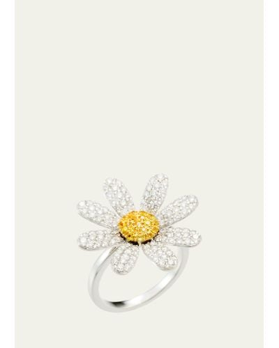 Mio Harutaka 18k White Gold Margaret Ring With Diamond And Sapphire