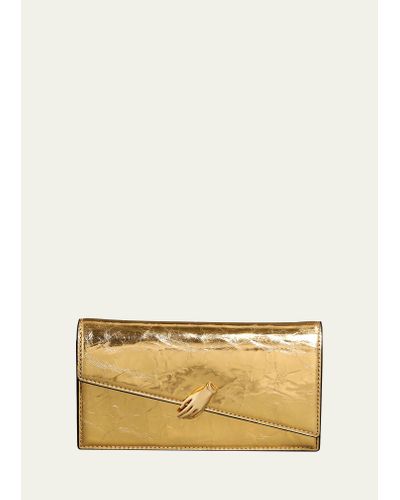 Alexis In My Dreams Cracked Metallic Chain Crossbody Bag - Natural