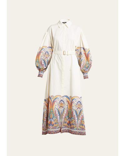 Etro Paisley-print Belted Maxi Dress - Natural