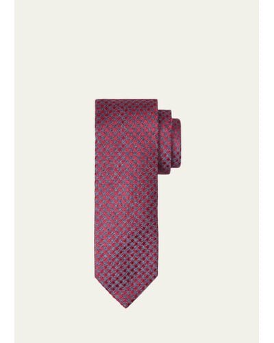 Charvet Check Silk Tie - Purple