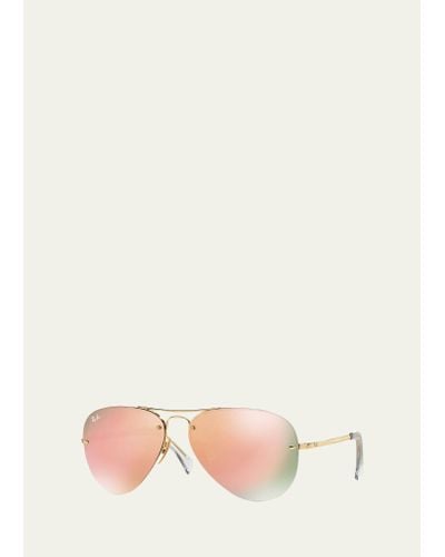 Ray-Ban Rimless Mirrored Iridescent Aviator Sunglasses - Natural
