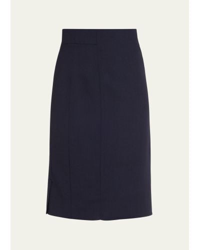 Akris Wool-blend Knee-length Pencil Skirt - Blue