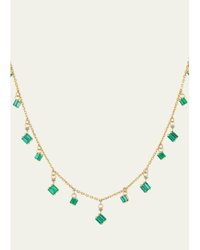 Suzanne Kalan 18k Yellow Gold Emerald And Diamond Necklace - Natural