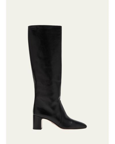 Prada Lambskin Block-heel Knee Boots - Black