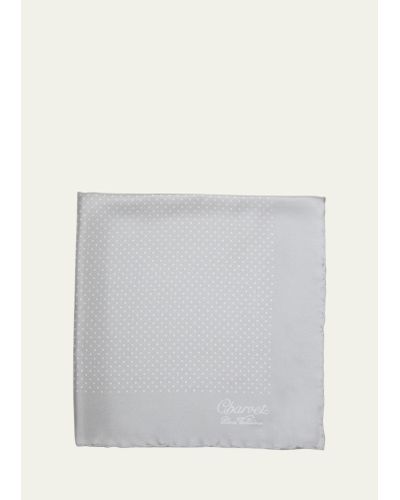 Charvet Silk Dot-print Pocket Square - Gray