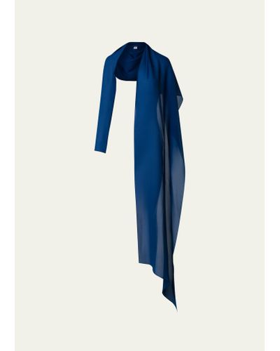 Akris One-sleeve Silk Scarf - Blue