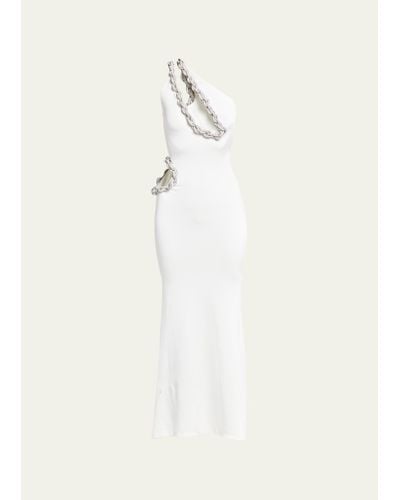 Stella McCartney Crystal Rope Cutout One-shoulder Gown - Natural
