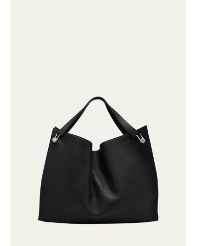 The Row Alexia Tote Bag In Saddle Leather - Black