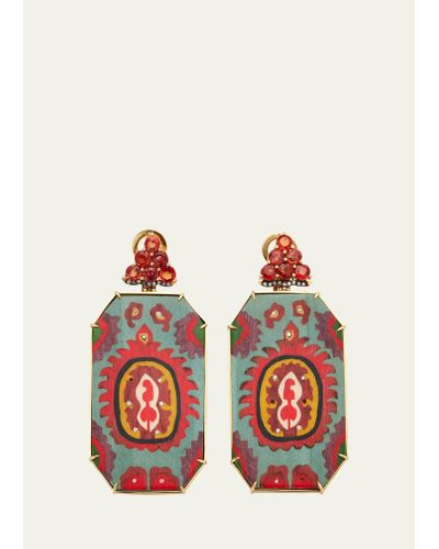 Silvia Furmanovich Yellow Gold Drop Earrings With Diamonds And Sapphires - Red