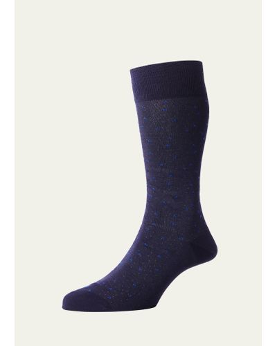 Pantherella Crompton Mini-dot Crew Socks - Blue
