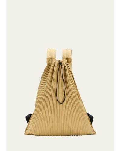 Homme Plissé Issey Miyake Pleated Drawstring Backpack - Natural