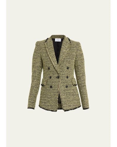 Akris Punto Double-breasted Illusion Tweed Blazer Jacket - Green