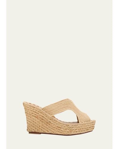 Carrie Forbes Lina Cutout Slide Wedge Sandals - Natural