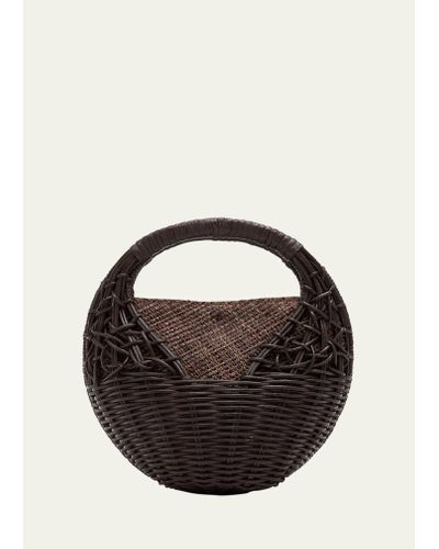 Ulla Johnson Sea Shell Straw Basket Top-handle Bag - Black