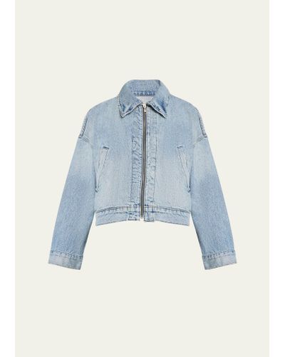 Bliss and Mischief Conway Zip Cropped Denim Jacket - Blue