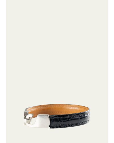 Abas Alligator Leather Bracelet - White