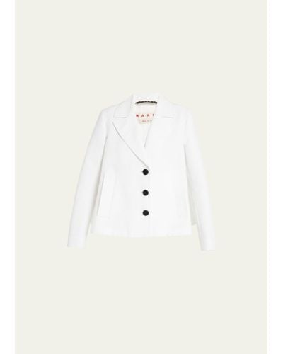 Marni Short Trench Coat With Inverted Pleat - Natural