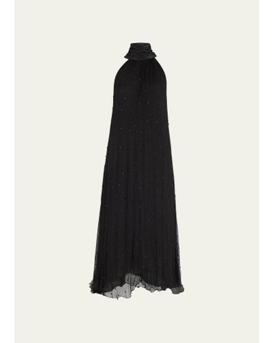 Azeeza Atwood Chiffon Midi Halter Dress - Black