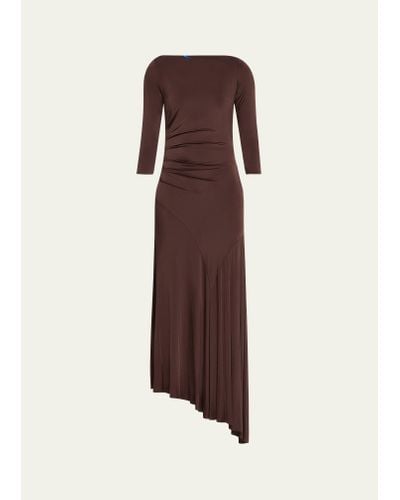 La Petite Robe Di Chiara Boni Diany Pleated High-low Jersey Maxi Dress - Brown