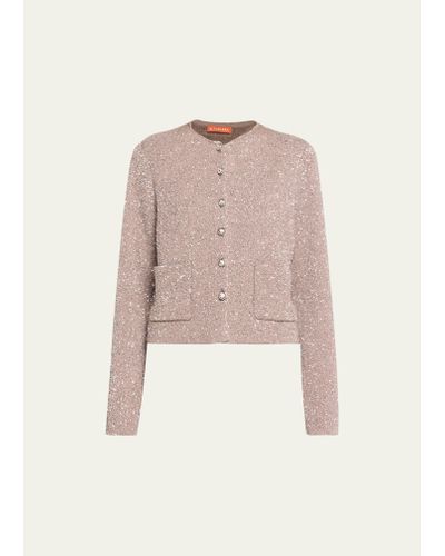 Altuzarra Welles Sparkle Knit Sweater With Buttons - Natural