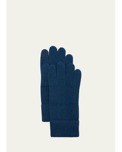Bergdorf Goodman Cashmere Touchscreen Gloves - Blue