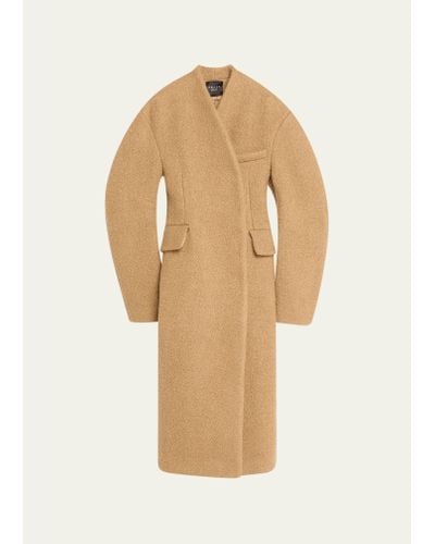 A.W.A.K.E. MODE Rounded Sleeve Wool Coat - Natural