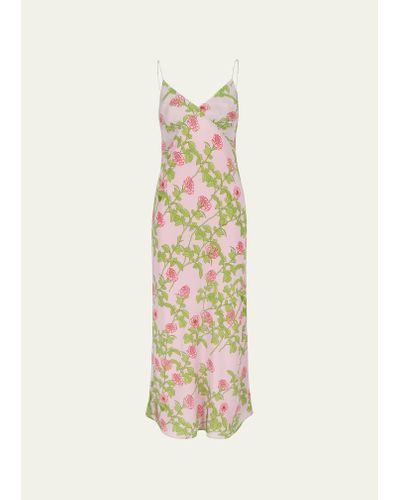 BERNADETTE Rose Floral Print Maxi Slip Dress - White