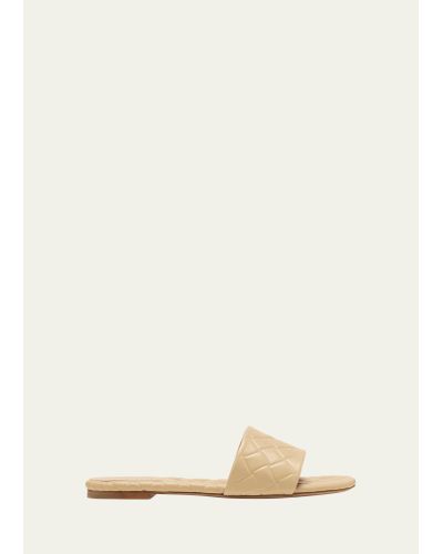 Bottega Veneta Quilted Leather Flat Slide Sandals - Natural