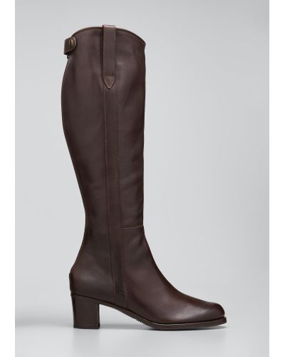 Gravati Leather Zip Knee Boots - Brown