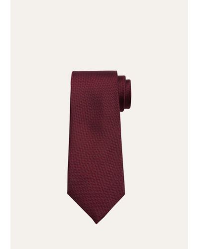 Charvet Herringbone Silk Tie - Purple