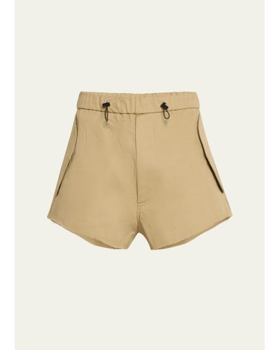 Random Identities Cropped Twill Back-zip Shorts - Natural