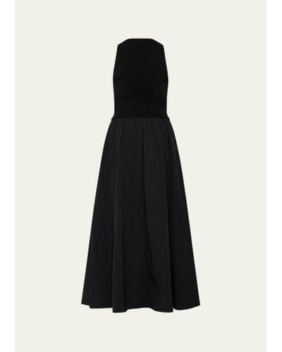 St. Agni Plunge-neck Maxi Dress - Black