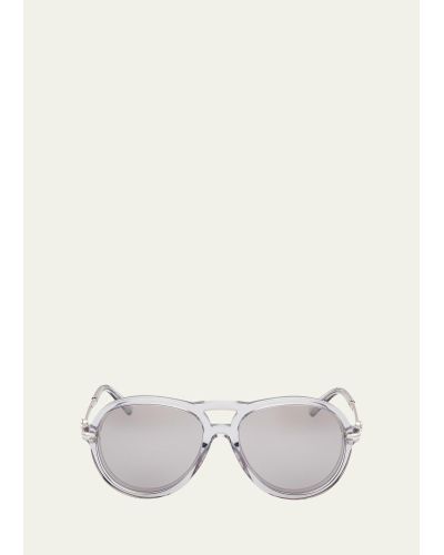 Moncler Peake Acetate Round Sunglasses - White