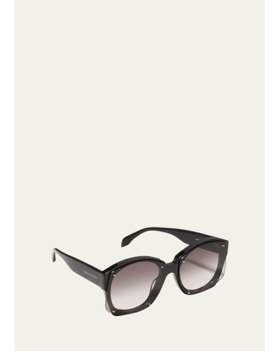 Alexander McQueen Spike Stud Square Acetate Sunglasses - Blue