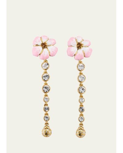 Oscar de la Renta Enamel Flower Strand Earrings - Natural
