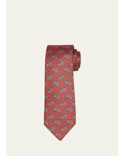 Kiton Paisley-print Silk Tie - Red