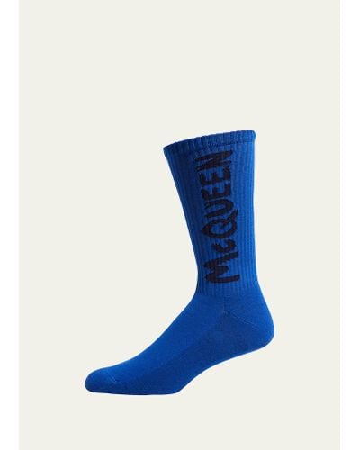 Alexander McQueen Graffiti Logo Socks - Blue