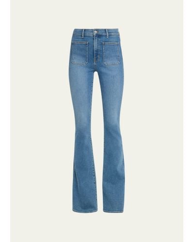 Veronica Beard Beverly Skinny Flare Patch Pocket Jeans - Blue