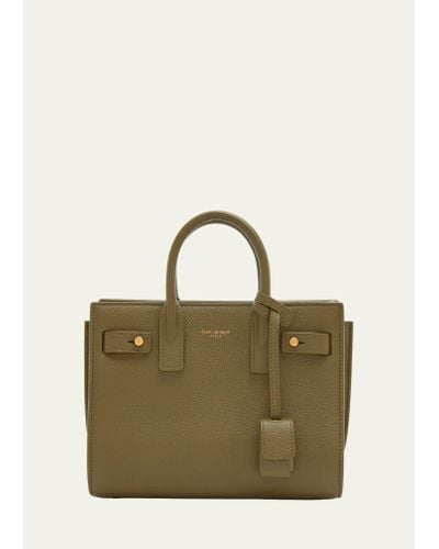 Saint Laurent Sac De Jour Nano Top-handle Bag In Grained Leather - Green