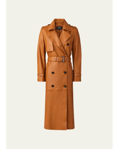 Mackage Gael (r) Leather Belted Trench Coat - Orange